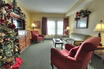 Two room suite at The Inn at Christmas Place. A unique Christmas themed hotel in Pigeon Forge, TN.
